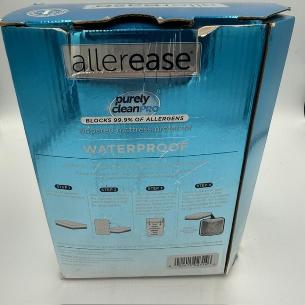 Allerease Purely Clean Pro Queen Zippered Mattress Protector Waterproof Allergen - Picture 5 of 10